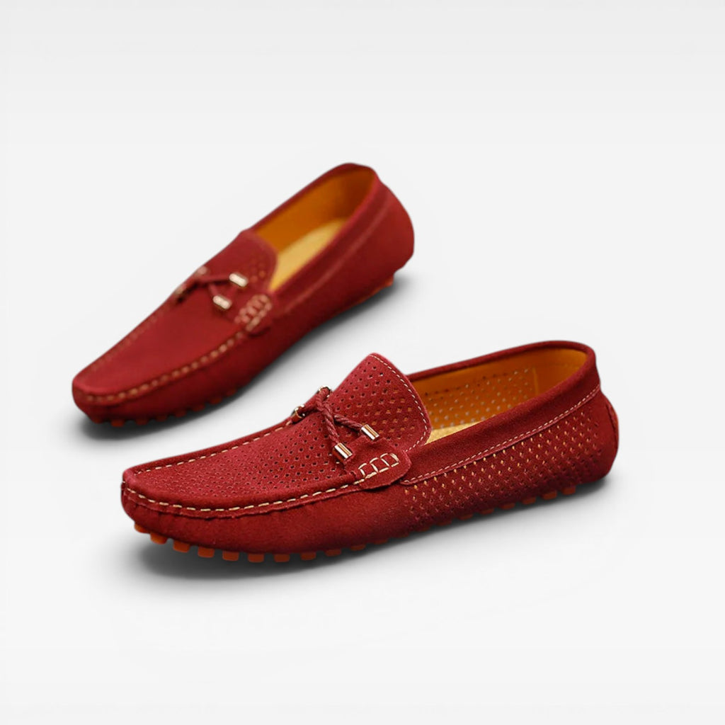 Mocassins de conduite en daim pour hommes – Chaussures à enfiler respirantes et perforées pour le confort  