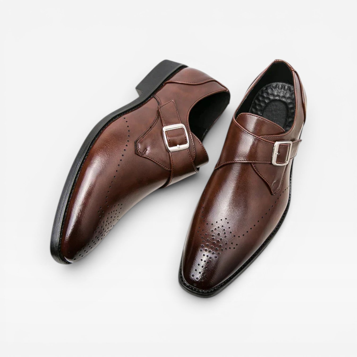 Chaussures à boucle moniale en cuir pour hommes – Chaussures habillées classiques à enfiler