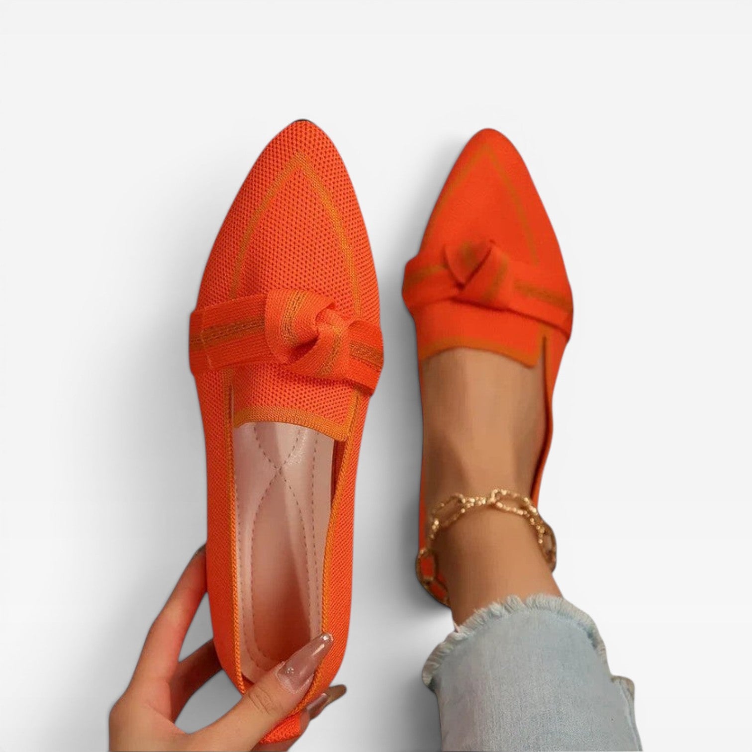 Women’s Pointed Toe Loafers – Knit Slip-On Casual Shoes