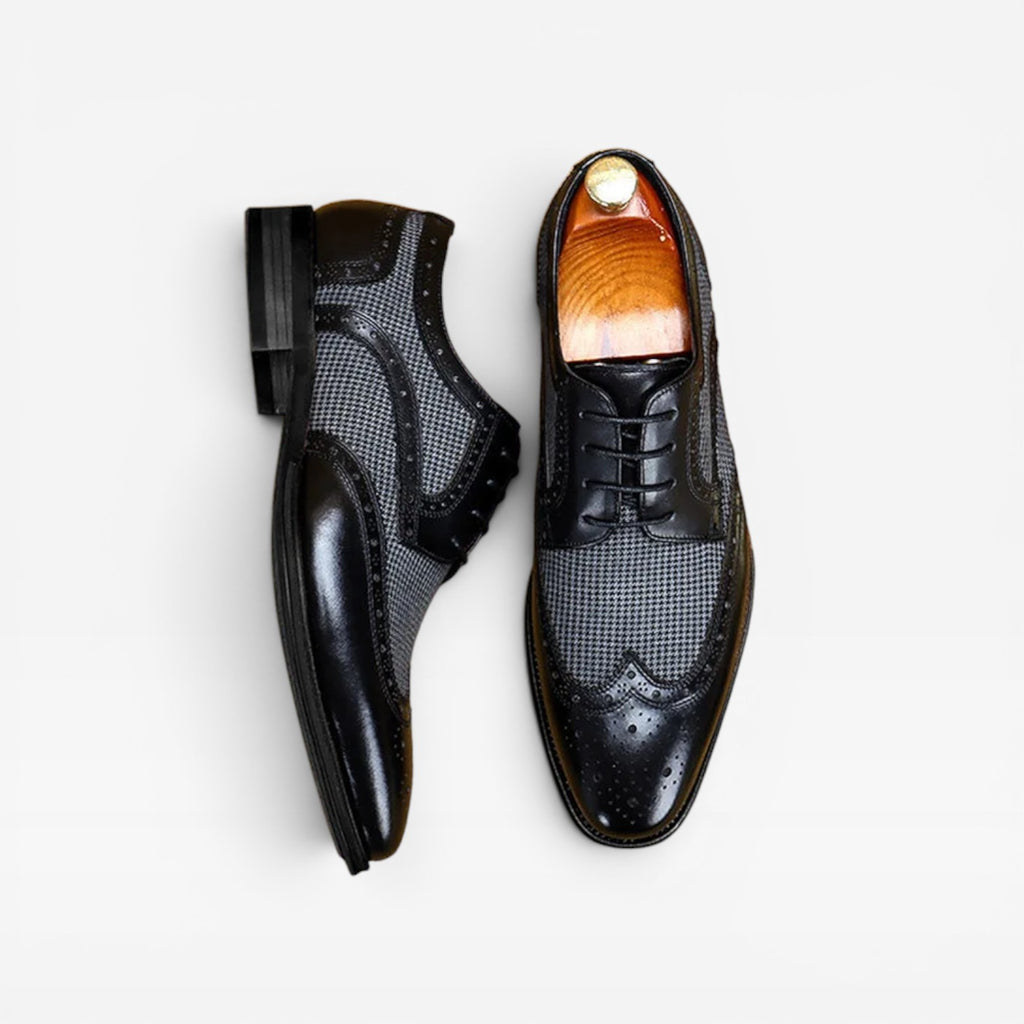 Chaussures Oxford brogues à bout golf pour hommes – Chaussures habillées classiques en cuir à lacets