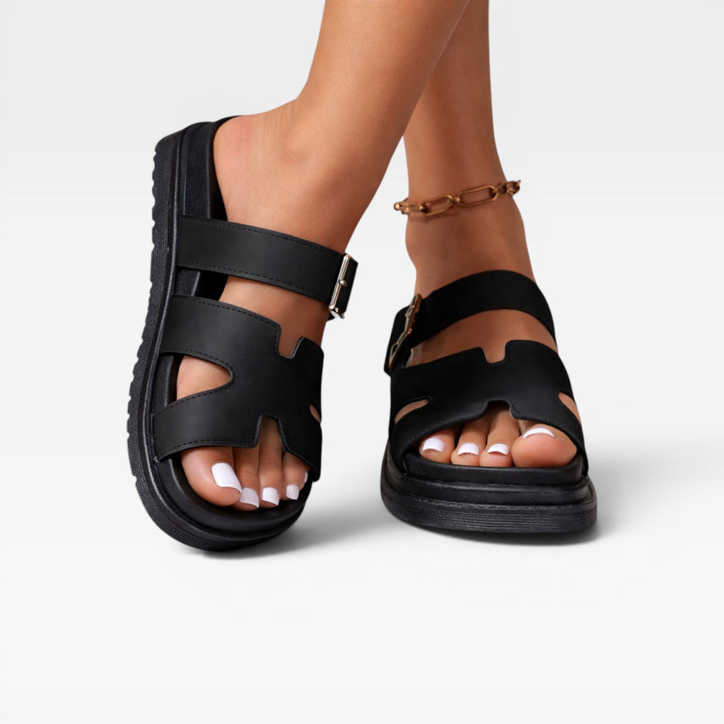 Women's Chunky Platform Sandals – Comfort Cross Band Cutout Ankle Strap for Everyday Wear