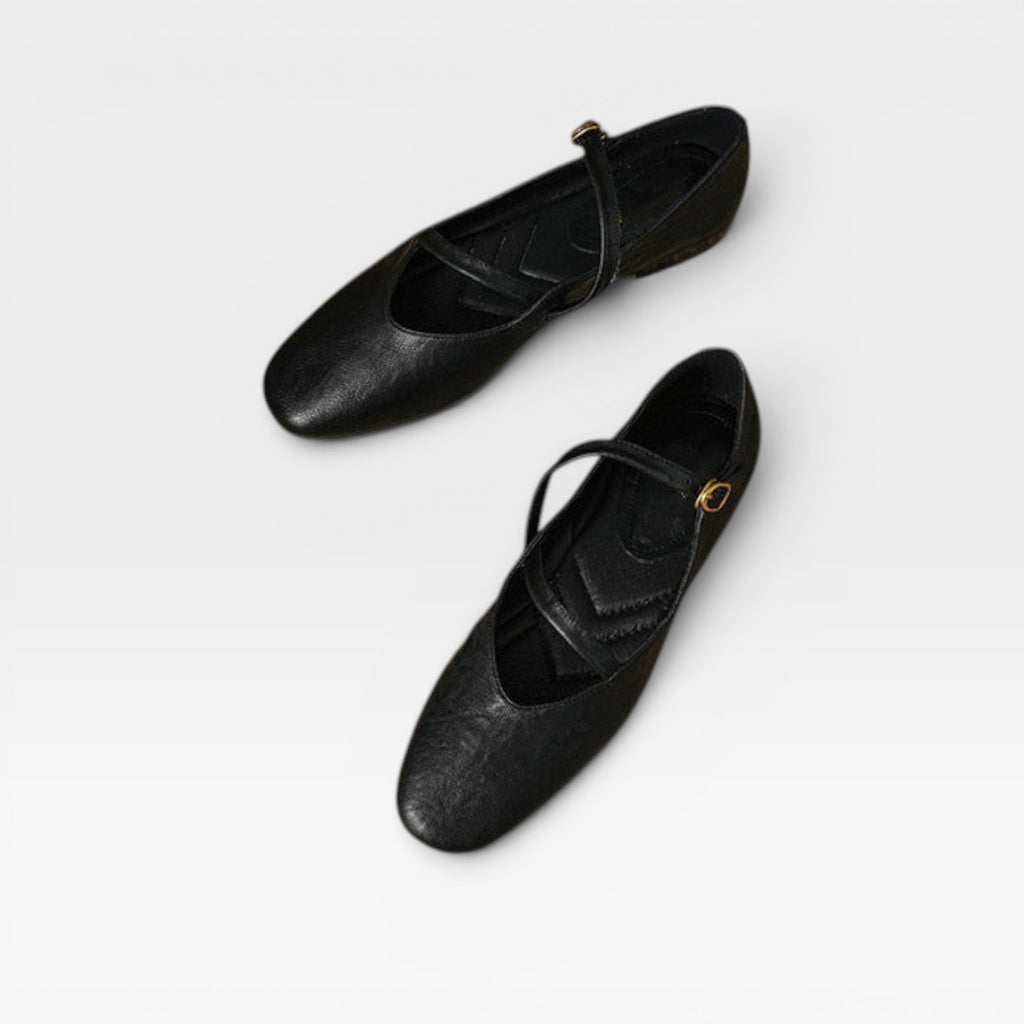 Ballerines Mary Jane en cuir pour femmes – Chaussures élégantes vintage avec bride à boucle