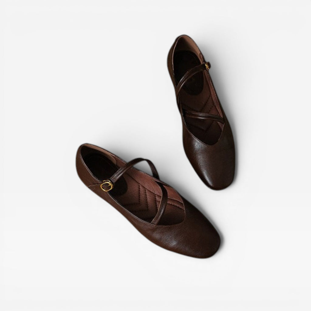 Ballerines Mary Jane en cuir pour femmes – Chaussures élégantes vintage avec bride à boucle