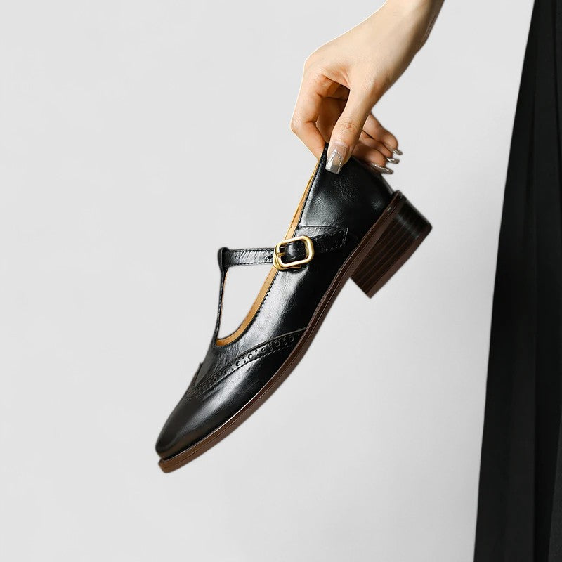 Women’s Leather Mary Jane Flats – Classic Vintage Style Shoes