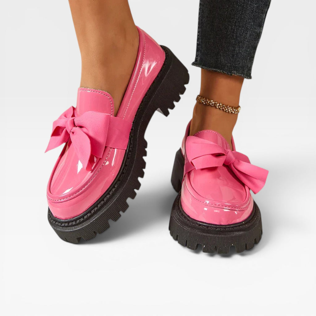 Women's Chunky Platform Loafers – Bow Detail Slip On Shoes