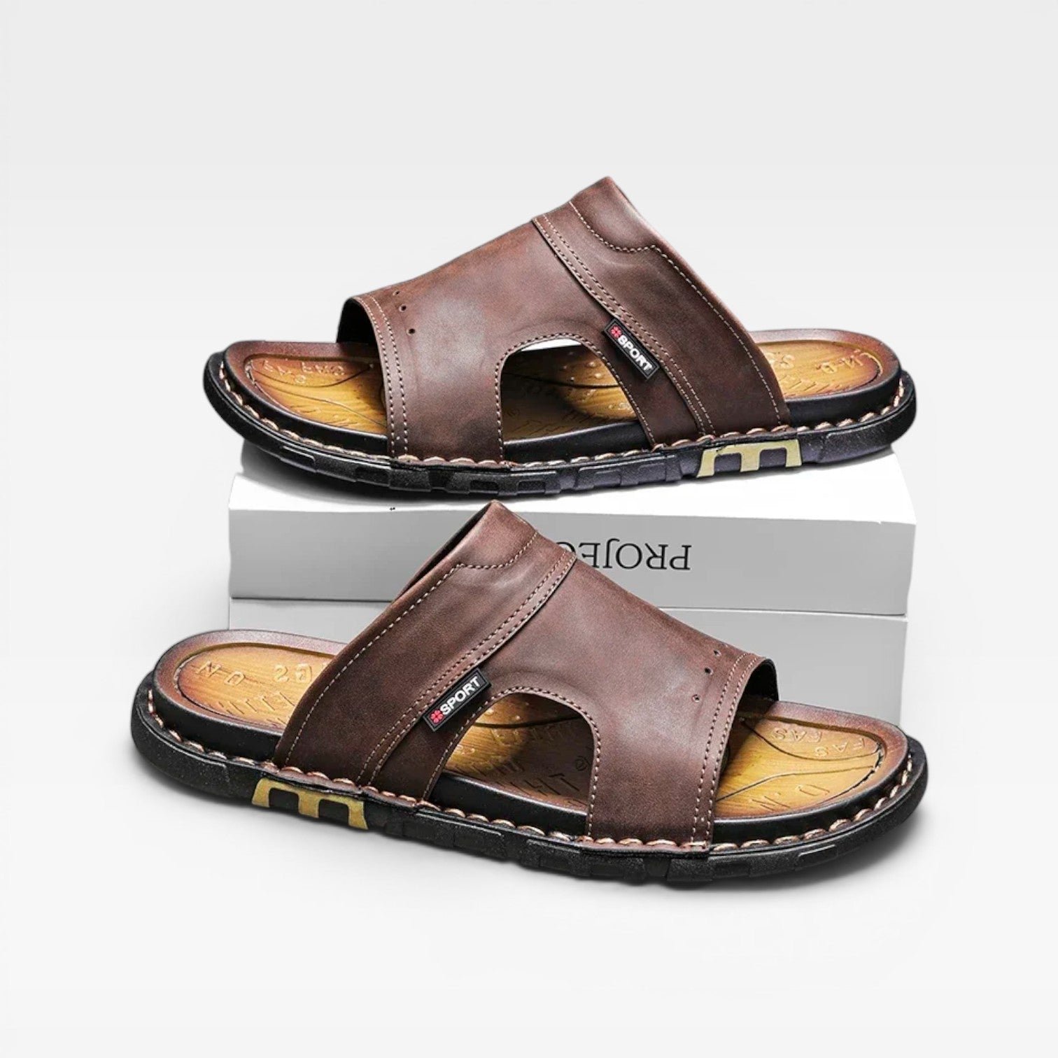 Men's Leather Slide Sandals – Classic Slip On Open Toe Summer Style