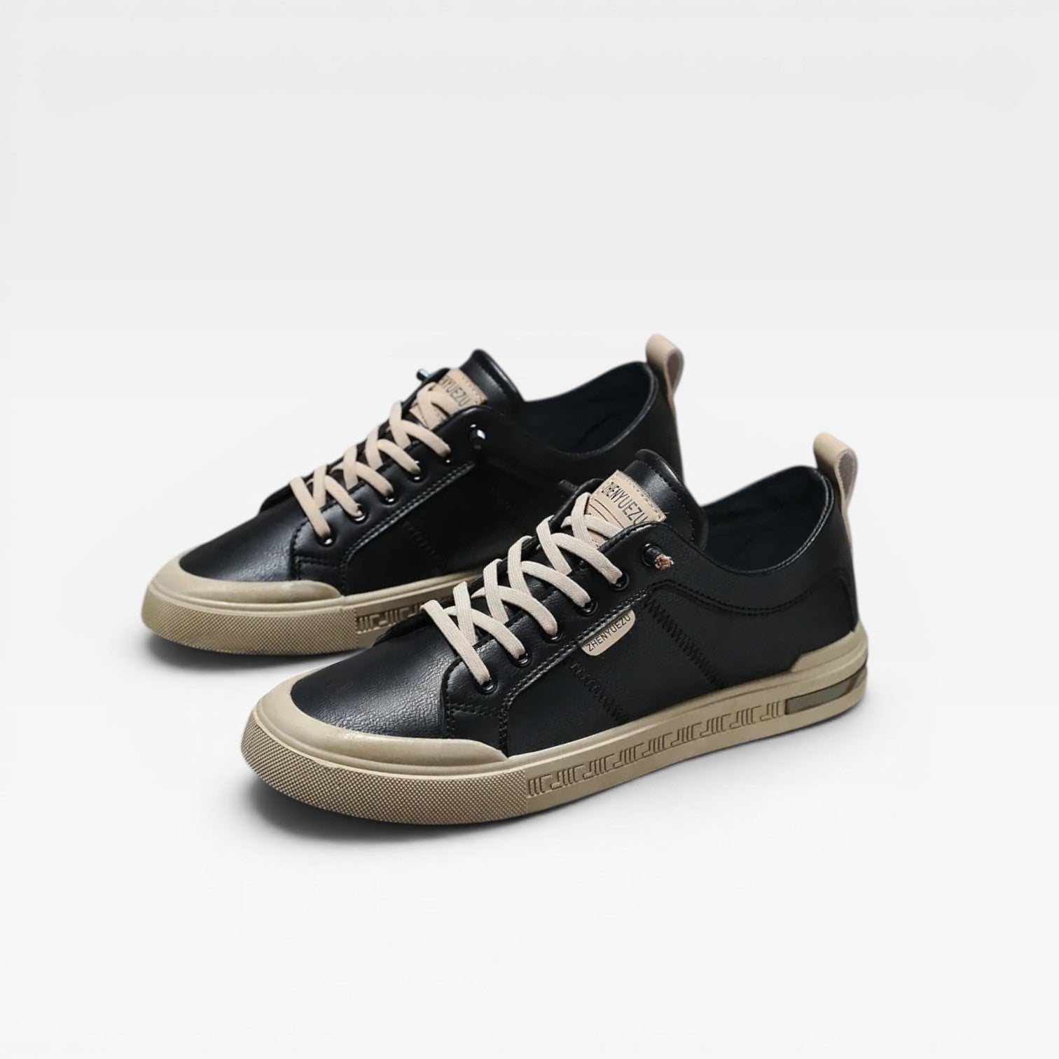 Baskets en cuir bicolores pour hommes – Sneakers classiques à lacets décontractées