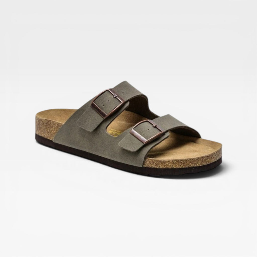 Men's Cork Footbed Sandals – Two Strap Adjustable Buckle Summer Slides