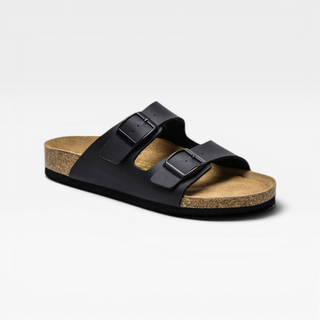 Men's Cork Footbed Sandals – Two Strap Adjustable Buckle Summer Slides