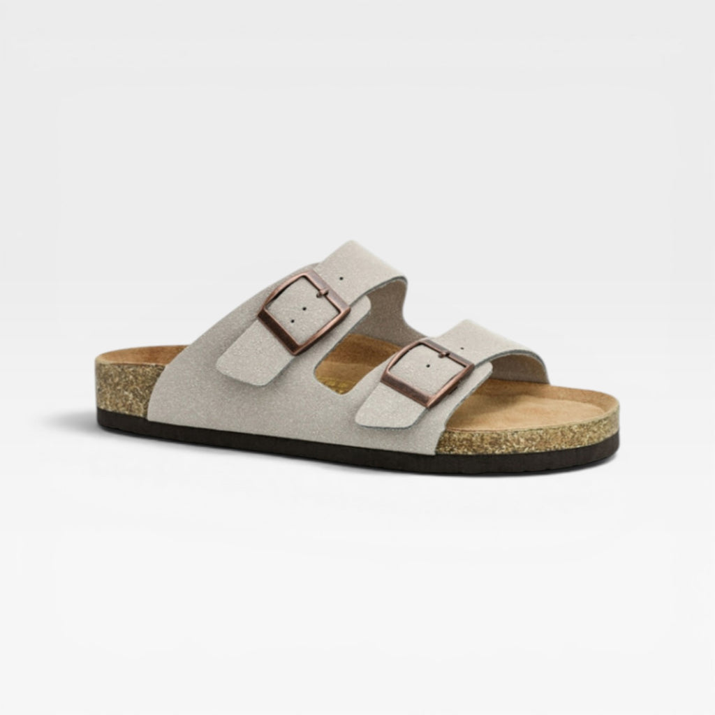 Men's Cork Footbed Sandals – Two Strap Adjustable Buckle Summer Slides