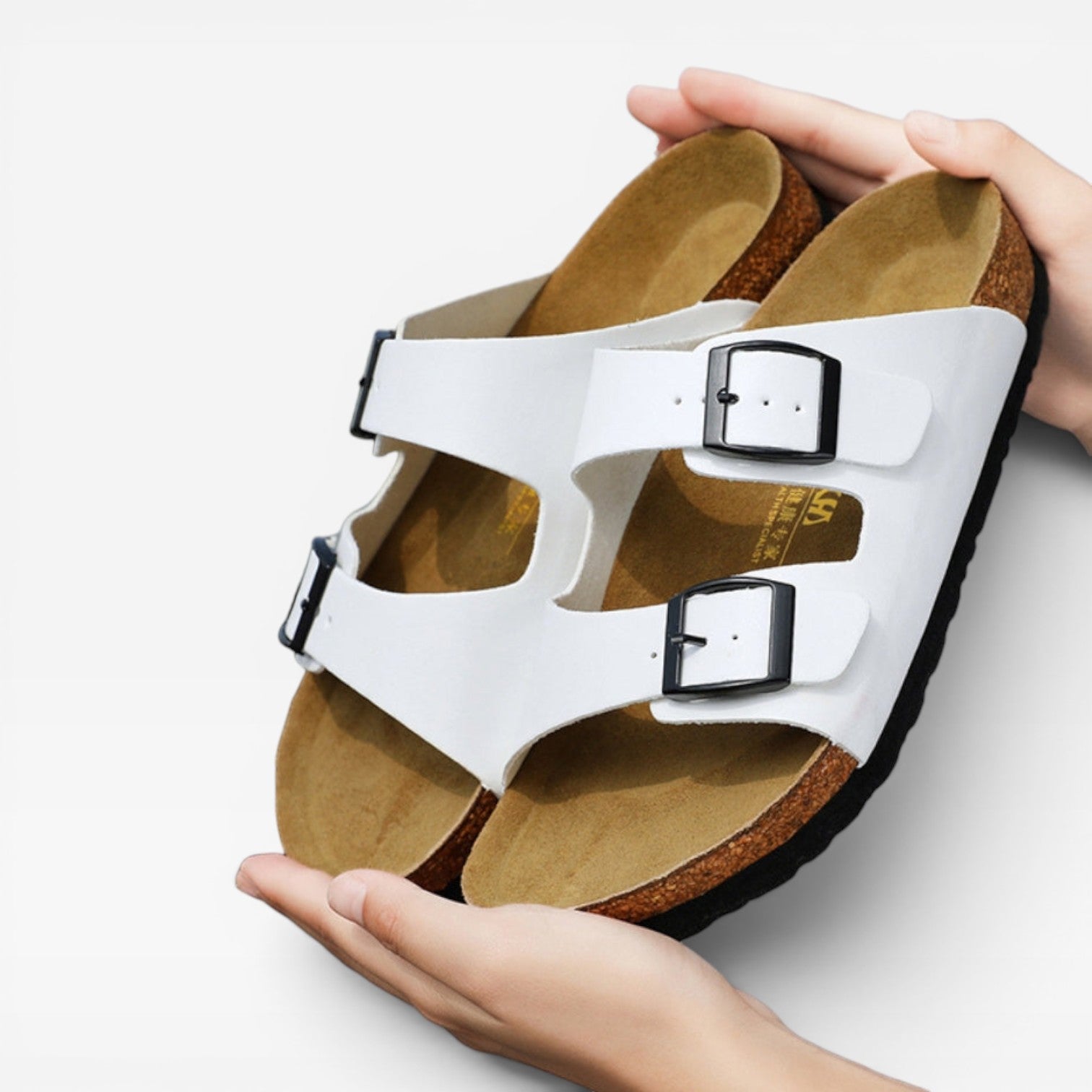 Men's Cork Footbed Sandals – Two Strap Adjustable Buckle Summer Slides