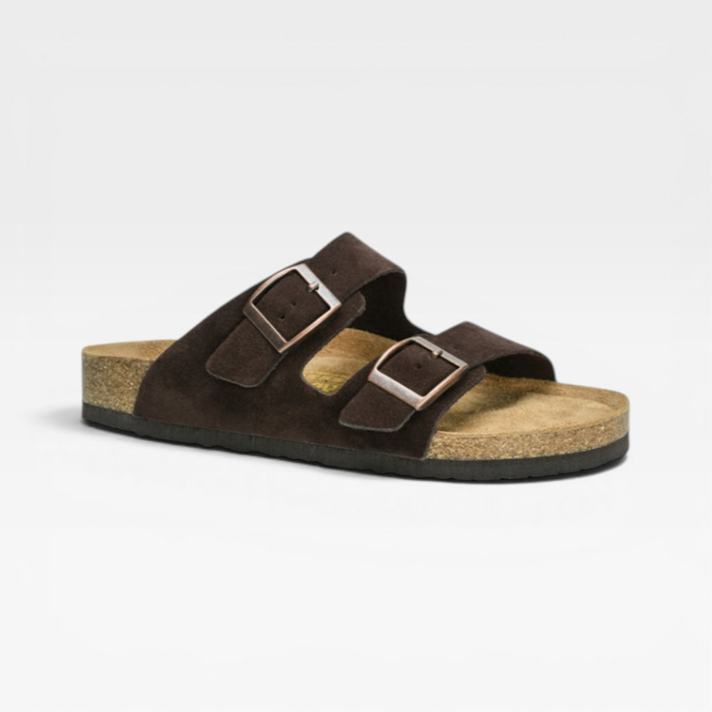Men's Cork Footbed Sandals – Two Strap Adjustable Buckle Summer Slides