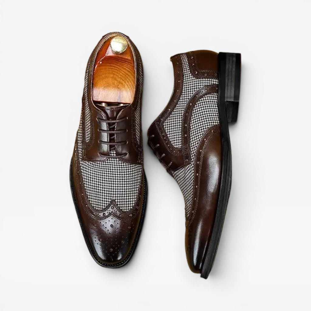 Chaussures Oxford brogues à bout golf pour hommes – Chaussures habillées classiques en cuir à lacets