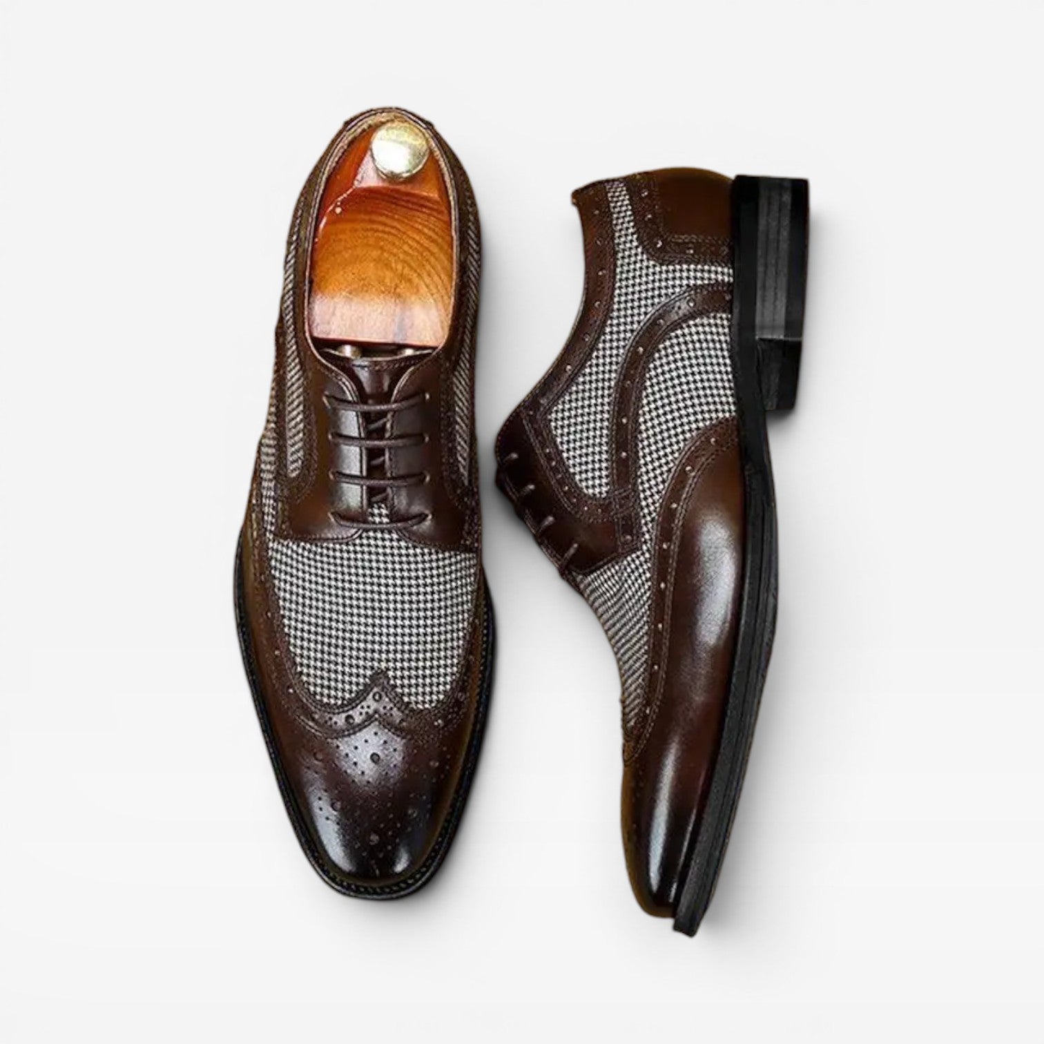 Chaussures Oxford brogues à bout golf pour hommes – Chaussures habillées classiques en cuir à lacets