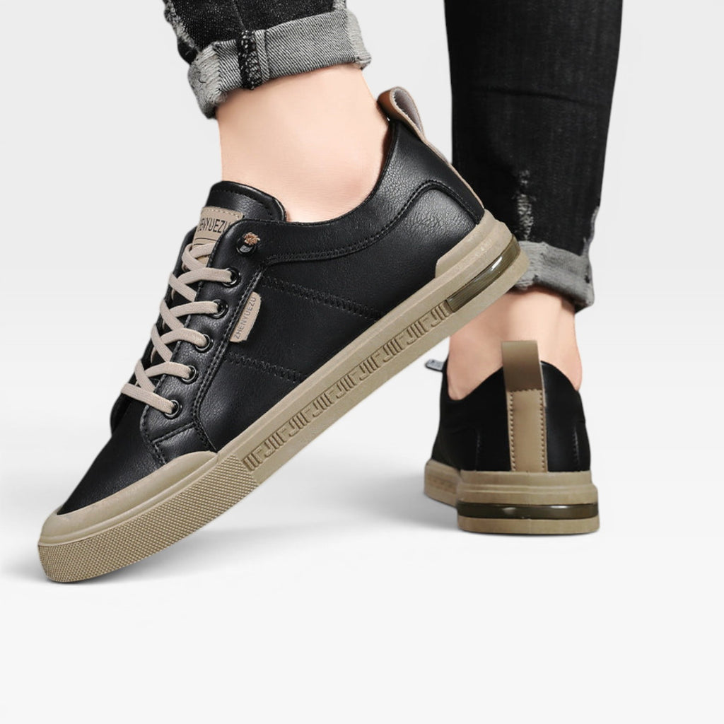 Baskets en cuir bicolores pour hommes – Sneakers classiques à lacets décontractées