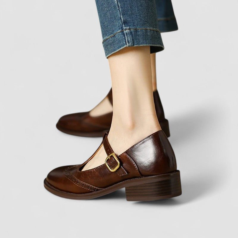 Women’s Leather Mary Jane Flats – Classic Vintage Style Shoes