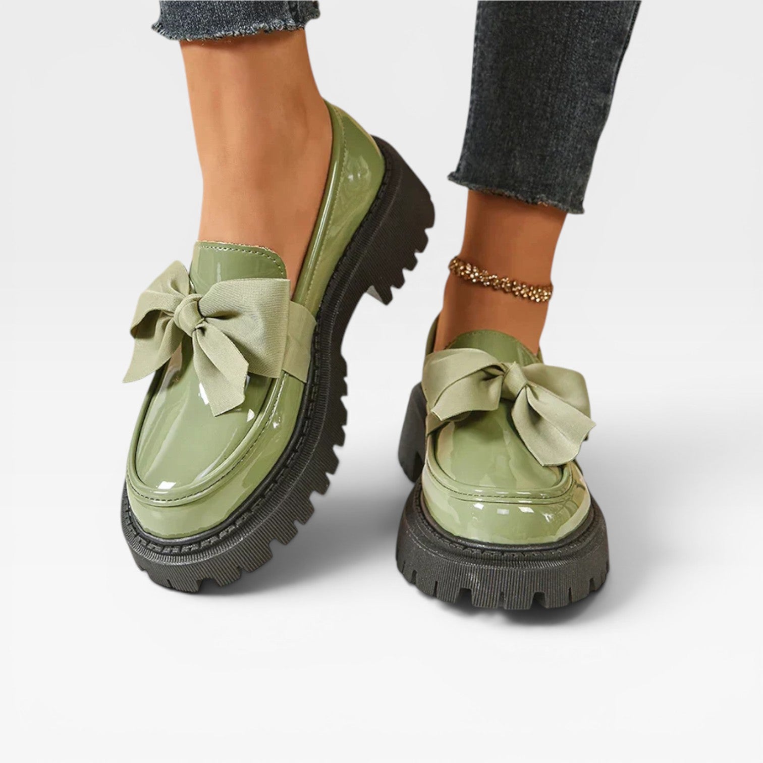 Women's Chunky Platform Loafers – Bow Detail Slip On Shoes
