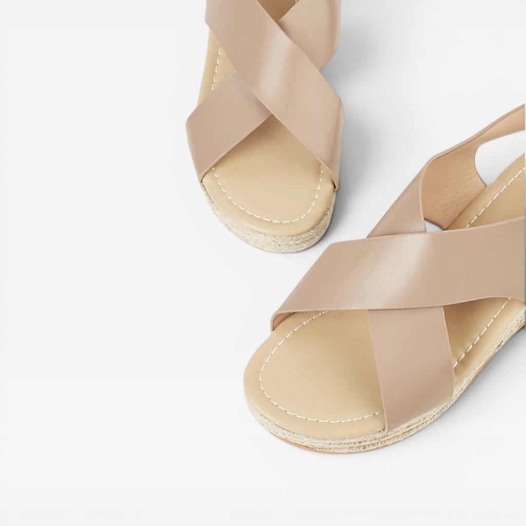Women’s Espadrille Wedge Sandals – Cross Strap Summer Platform Shoes