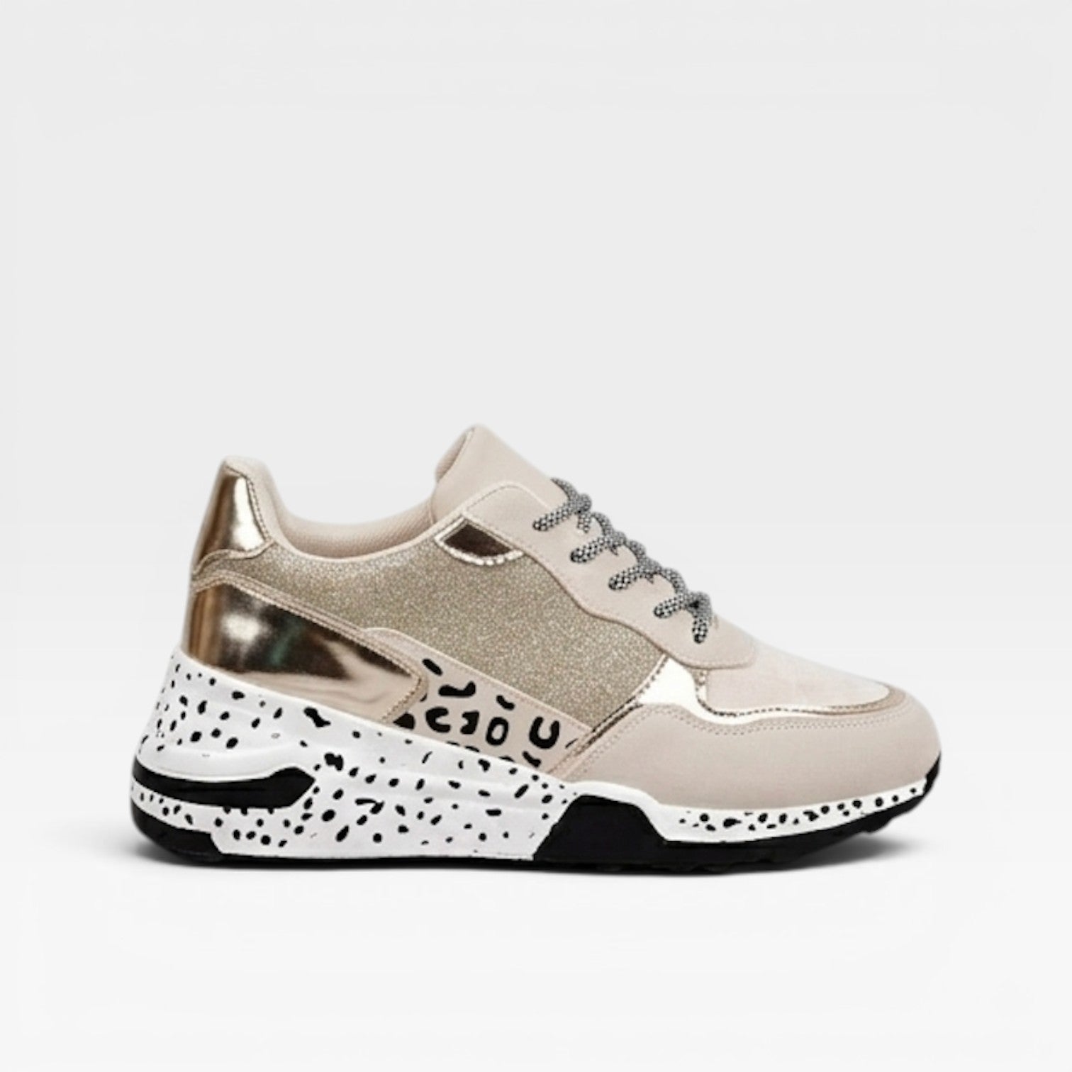 Women’s Chunky Trainers – Platform Casual Trainers White Gold Summer