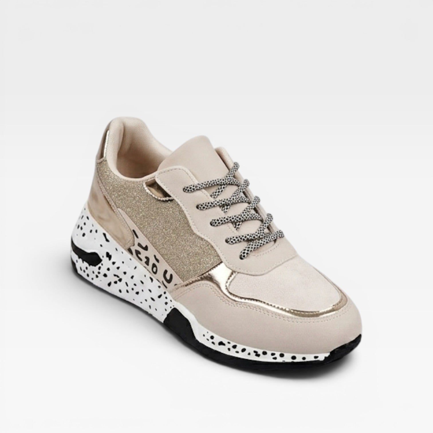 Women’s Chunky Trainers – Platform Casual Trainers White Gold Summer