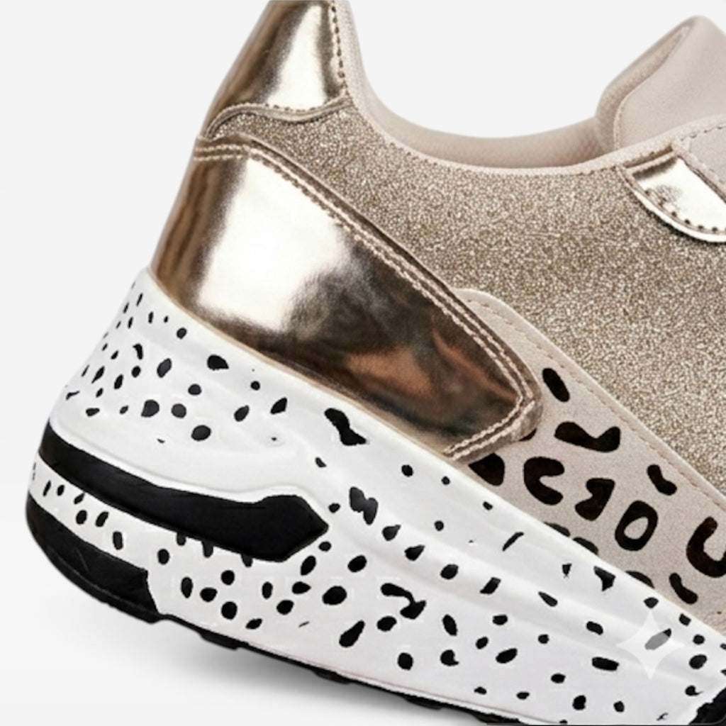 Women’s Chunky Trainers – Platform Casual Trainers White Gold Summer