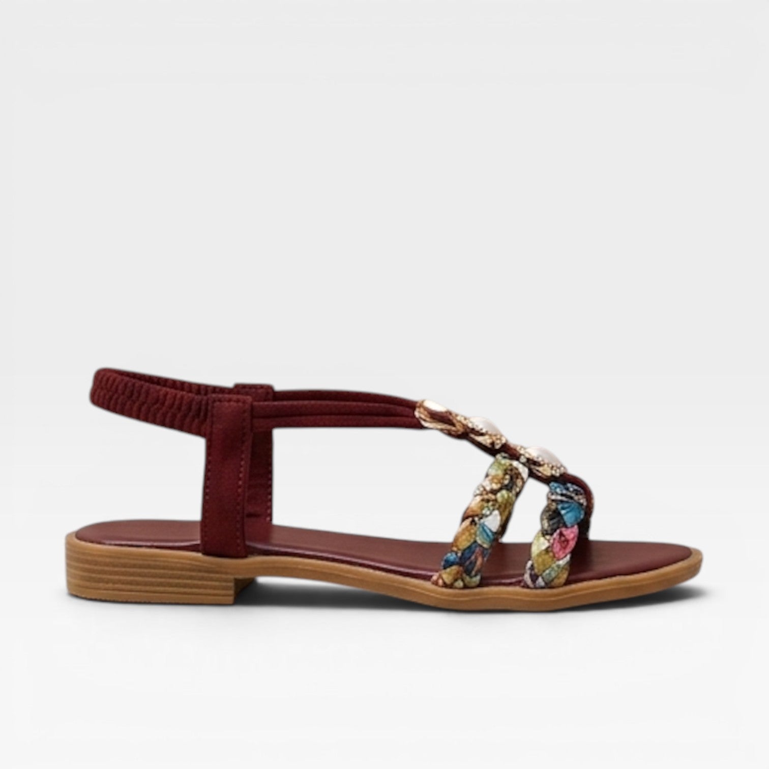 Women’s Boho Summer Sandals – Cushioned Walking Sole with Braided Detail