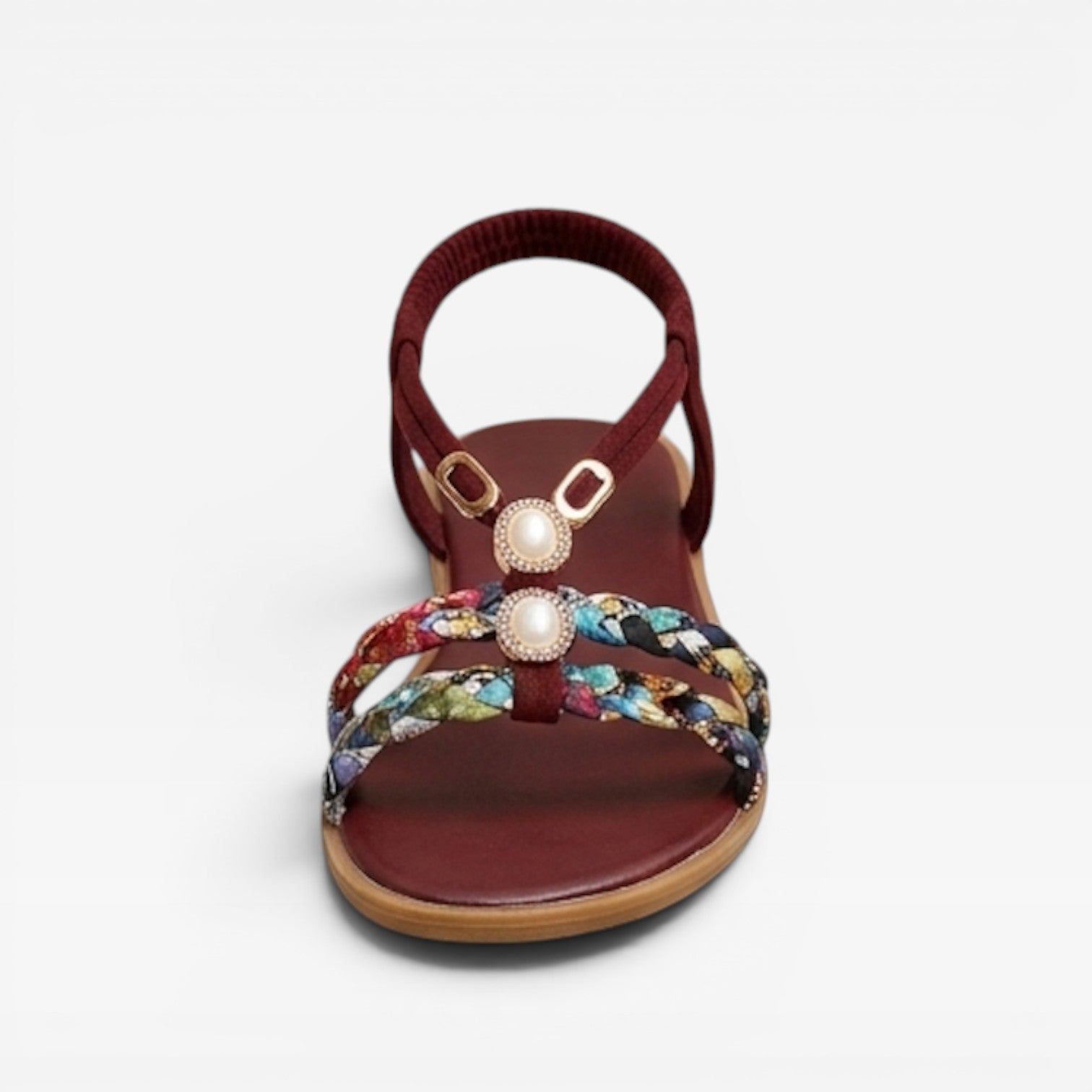 Women’s Boho Summer Sandals – Cushioned Walking Sole with Braided Detail