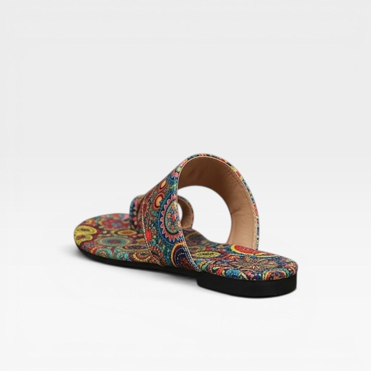 Women's Boho Summer Sandals – Floral Print Cushioned Slides