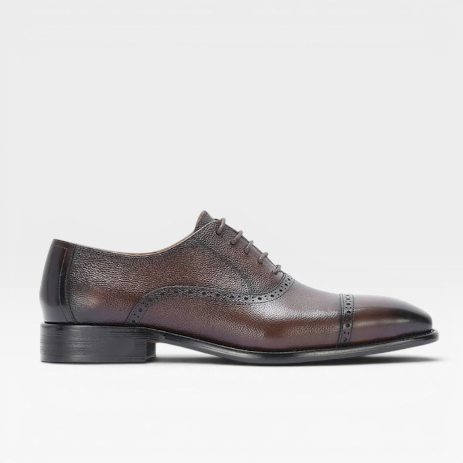 Men's Genuine Leather Oxford Shoes – Classic Cap Toe Brogue Dress Shoes