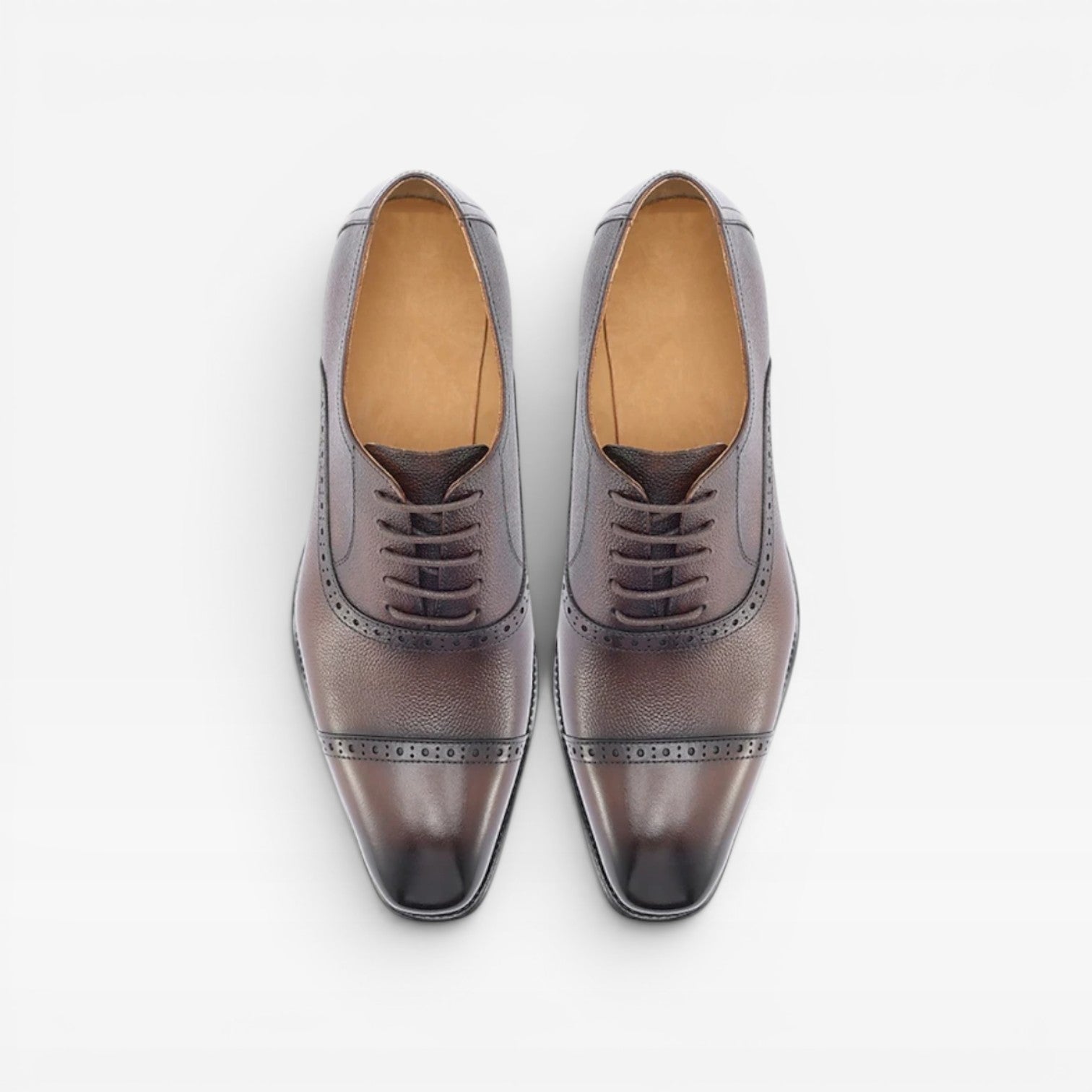 Men's Genuine Leather Oxford Shoes – Classic Cap Toe Brogue Dress Shoes