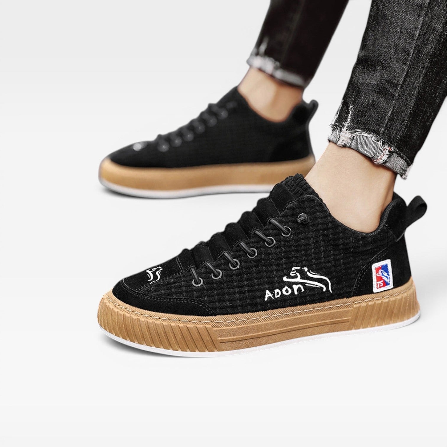 Men's Casual Textured Sneakers – Lace Up Low Top Skate Style Trainers for Everyday Wear