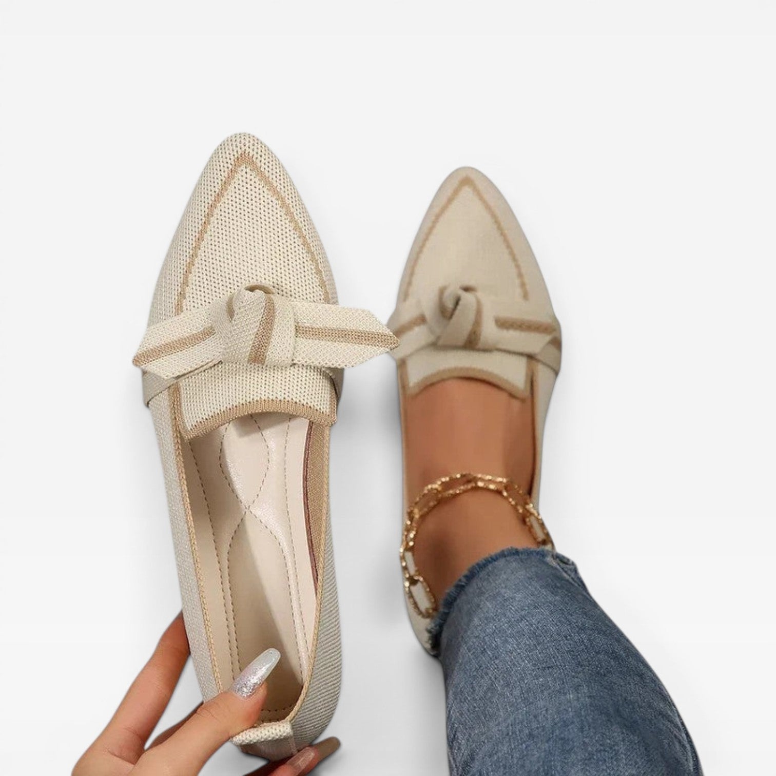 Women’s Pointed Toe Loafers – Knit Slip-On Casual Shoes