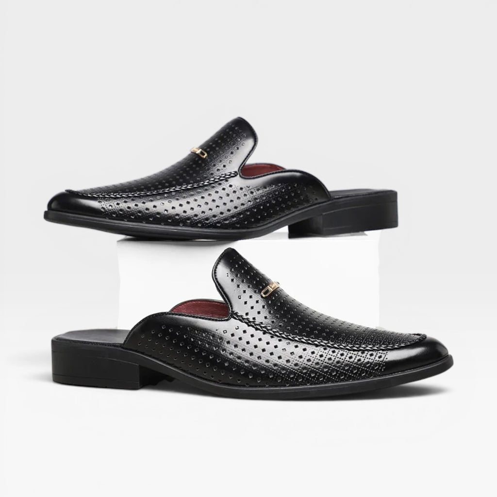 Men's Leather Mules – Backless Slip On Loafers Smart Casual Slides