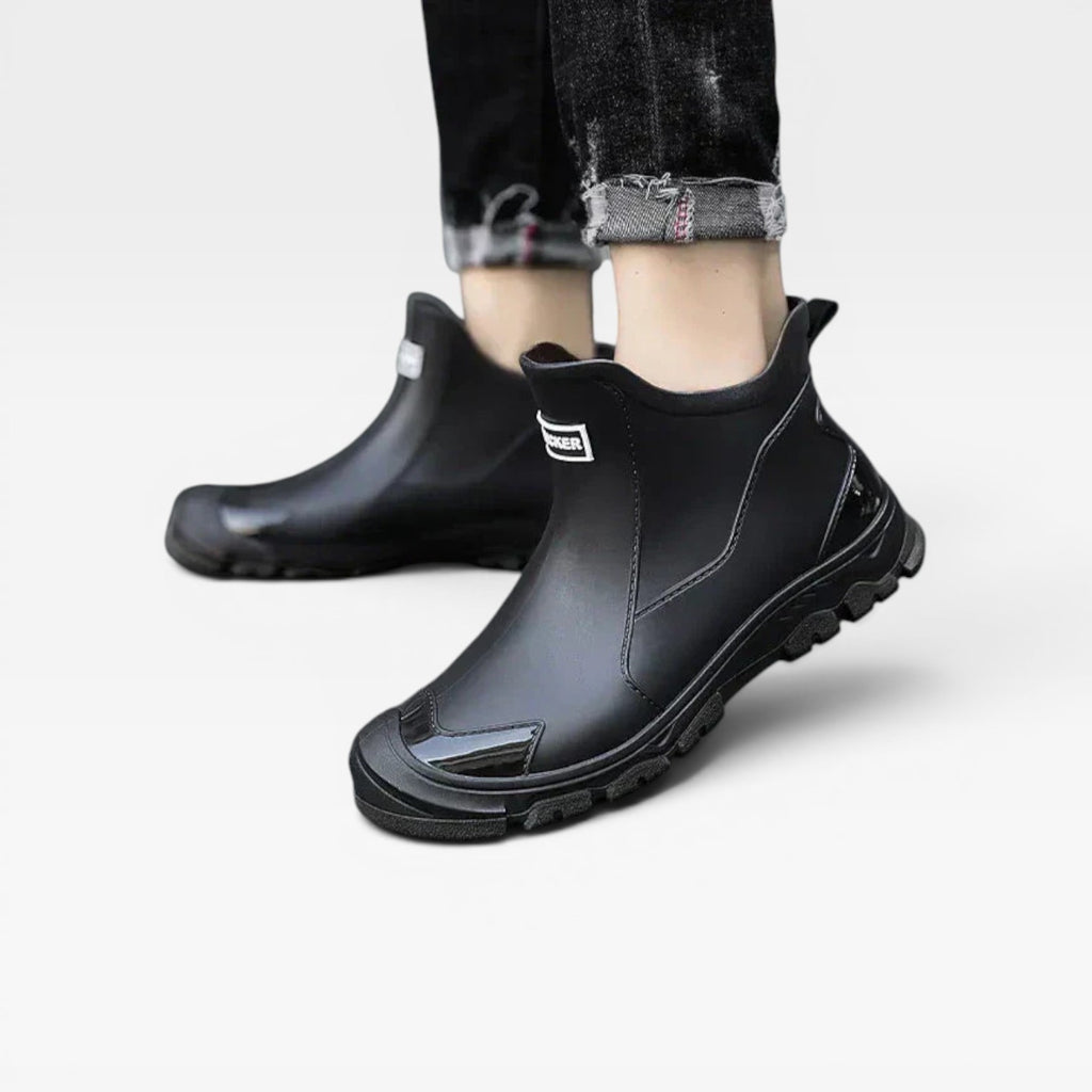 Men's Waterproof Slip On Boots – Ankle High Rugged Sole for Outdoor Wear