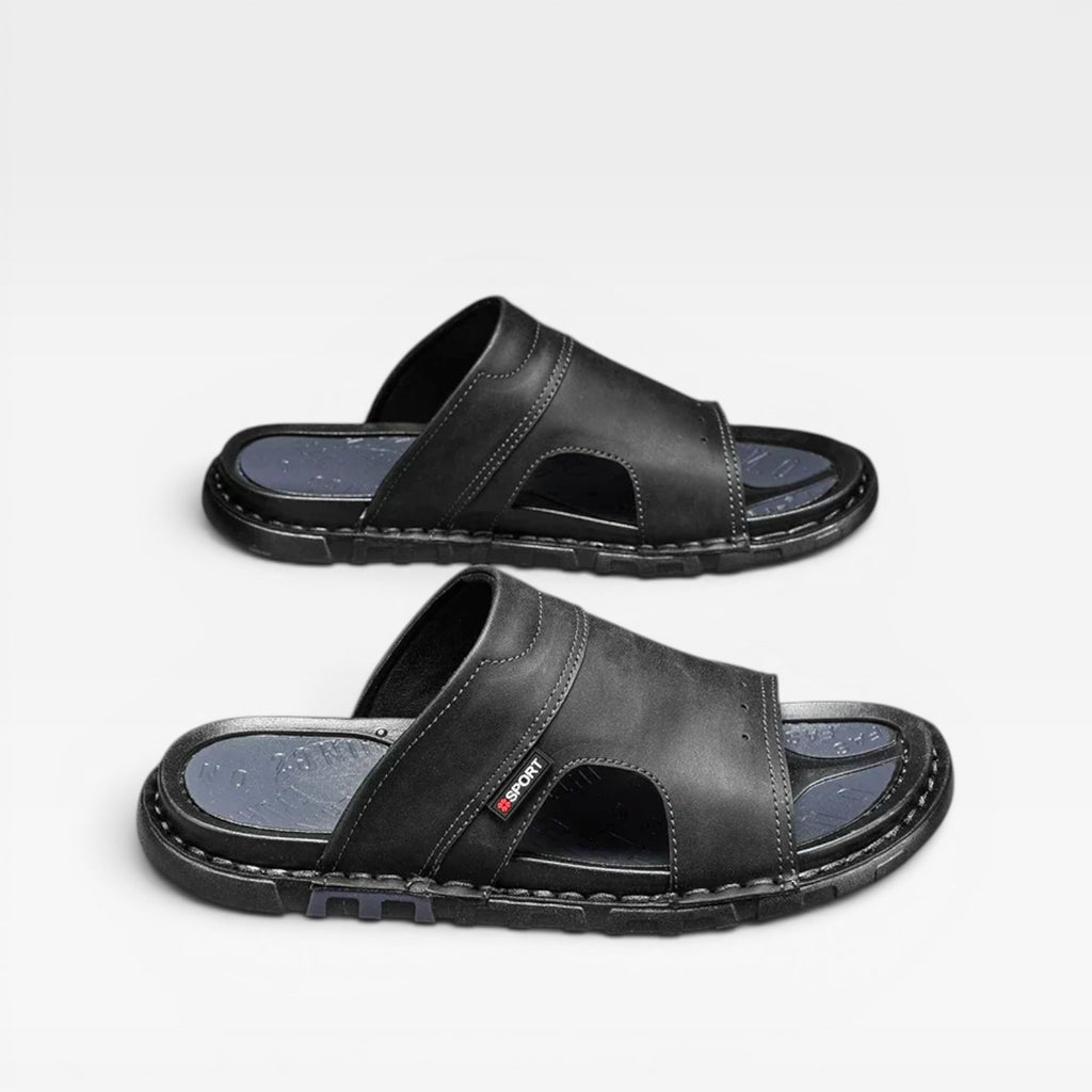 Men's Leather Slide Sandals – Classic Slip On Open Toe Summer Style