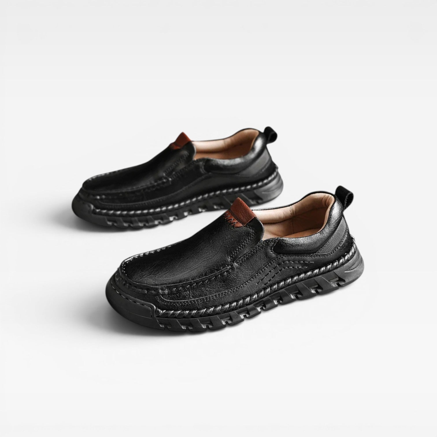 Chaussures en cuir pour hommes à enfiler – Mocassins décontractés confortables cousus main