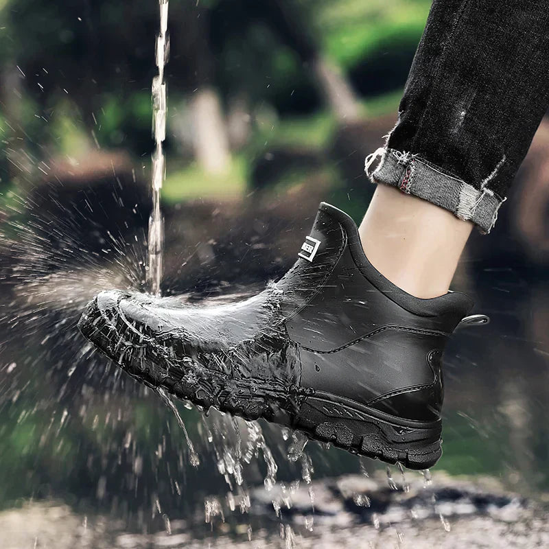 Men's Waterproof Slip On Boots – Ankle High Rugged Sole for Outdoor Wear