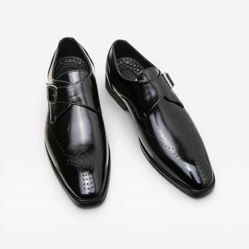 Chaussures à boucle moniale en cuir pour hommes – Chaussures habillées classiques à enfiler