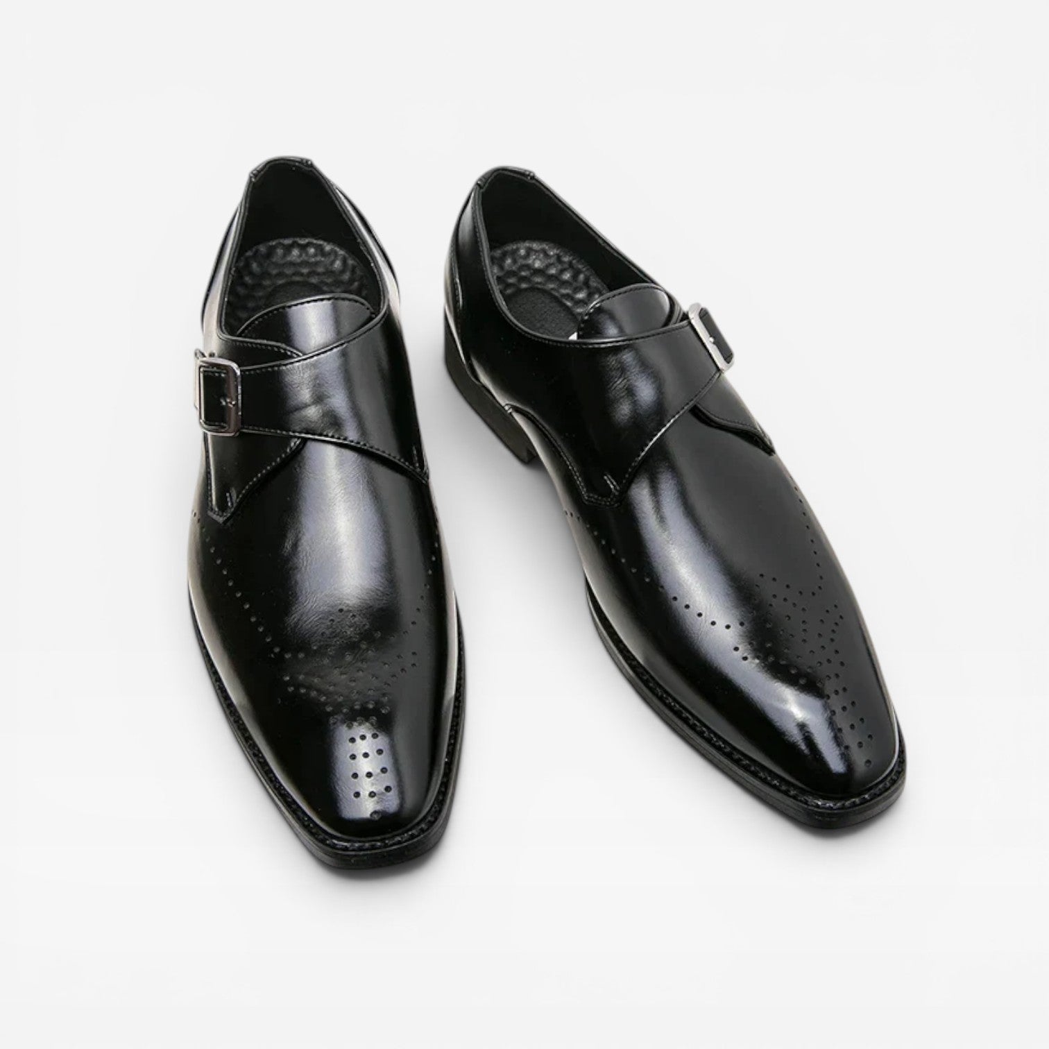 Chaussures à boucle moniale en cuir pour hommes – Chaussures habillées classiques à enfiler