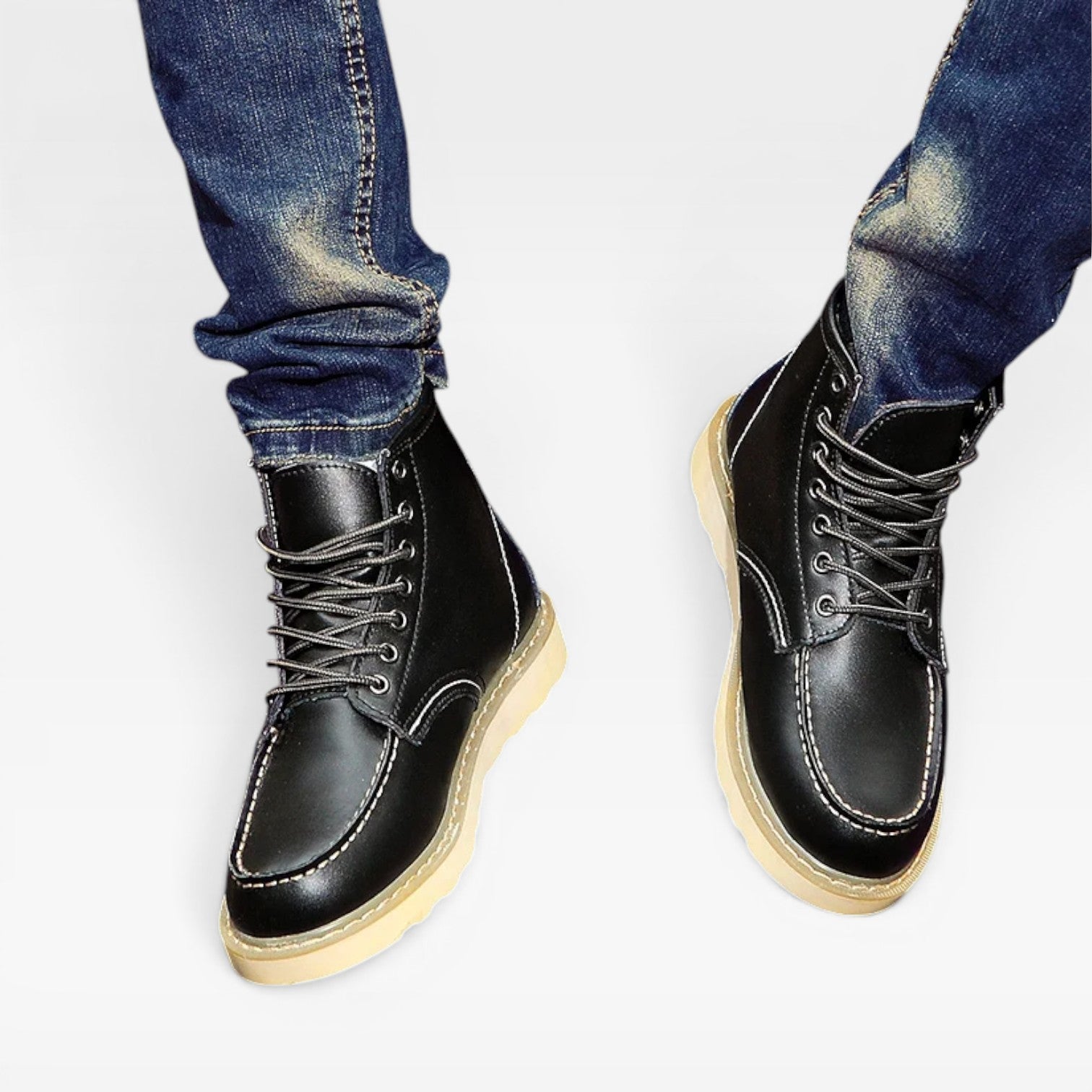 Men's Leather Moc Toe Boots – Heritage Wedge Sole Work Boots