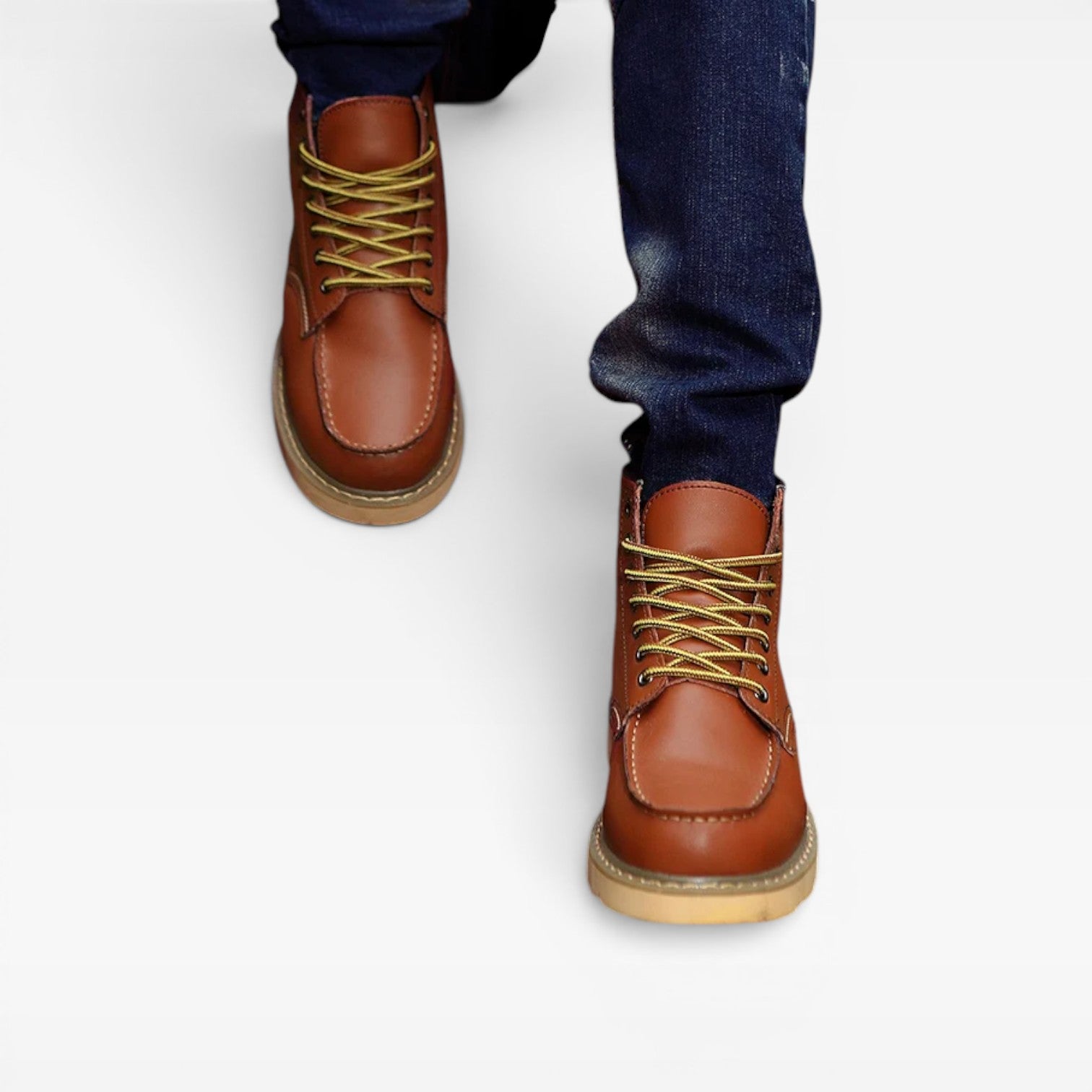 Men's Leather Moc Toe Boots – Heritage Wedge Sole Work Boots