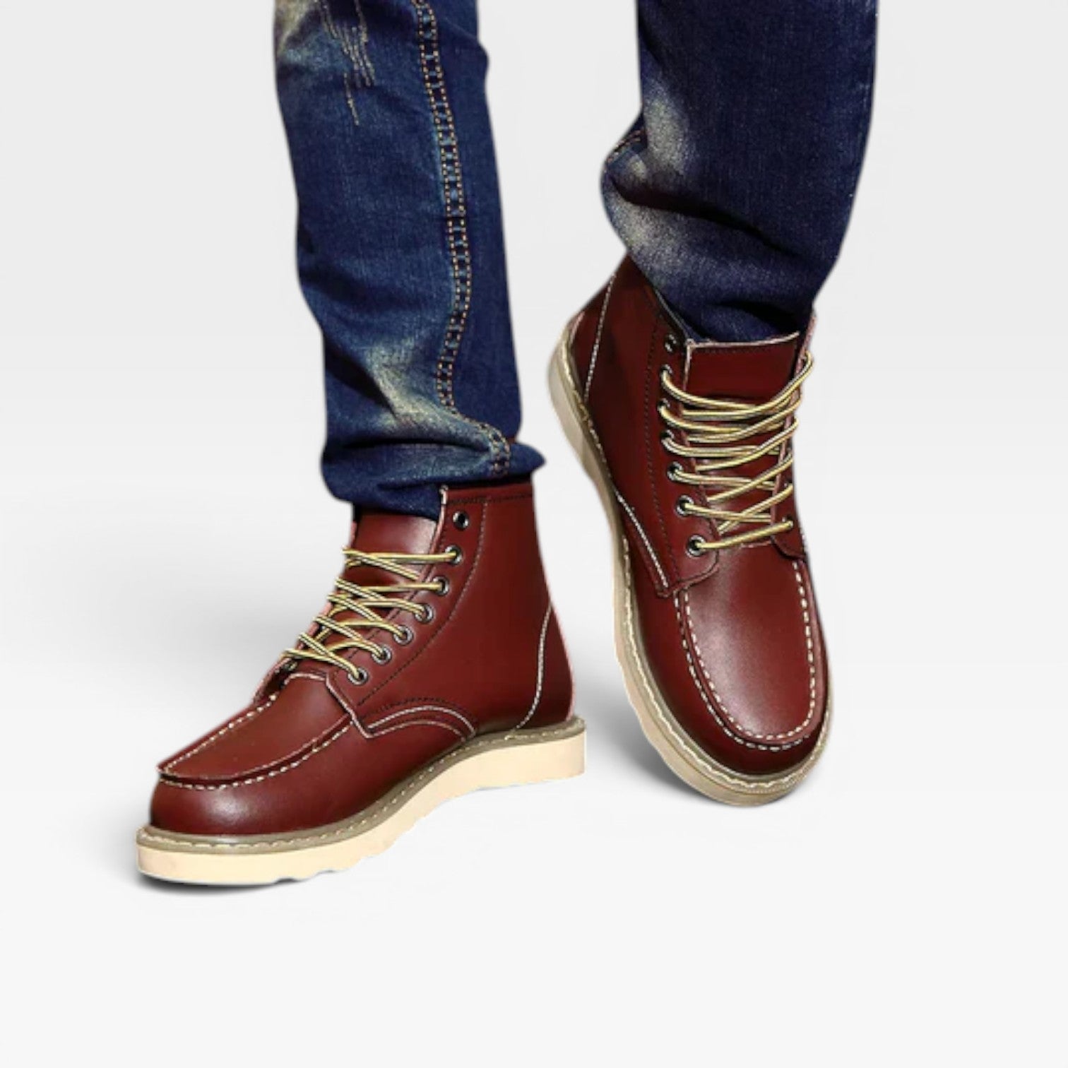 Men's Leather Moc Toe Boots – Heritage Wedge Sole Work Boots