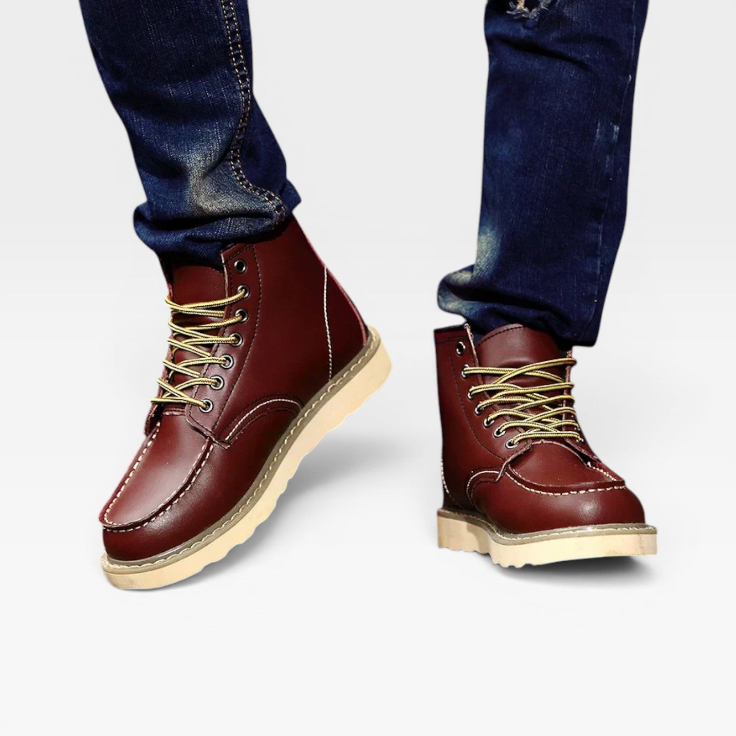Men's Leather Moc Toe Boots – Heritage Wedge Sole Work Boots