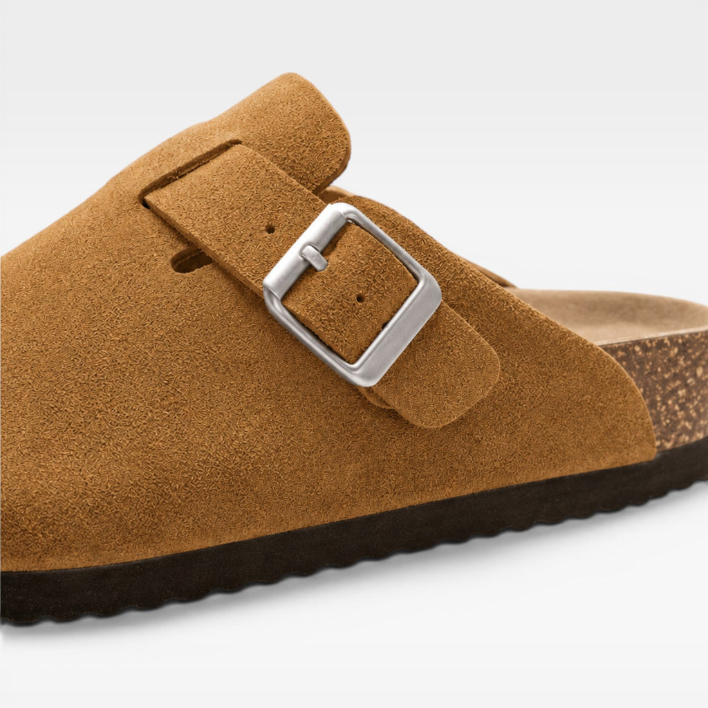 Men's Suede Cork Clogs – Slip On Closed Toe Summer Mules