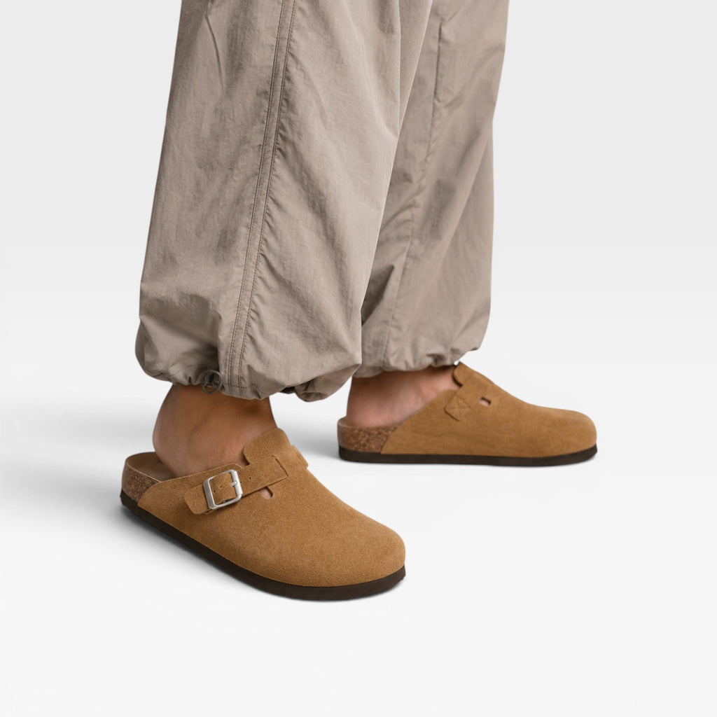 Men's Suede Cork Clogs – Slip On Closed Toe Summer Mules