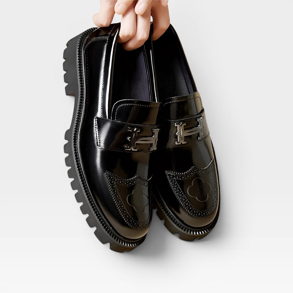 Men's Chunky Leather Loafers – Modern Slip On Smart Casual Dress Shoes