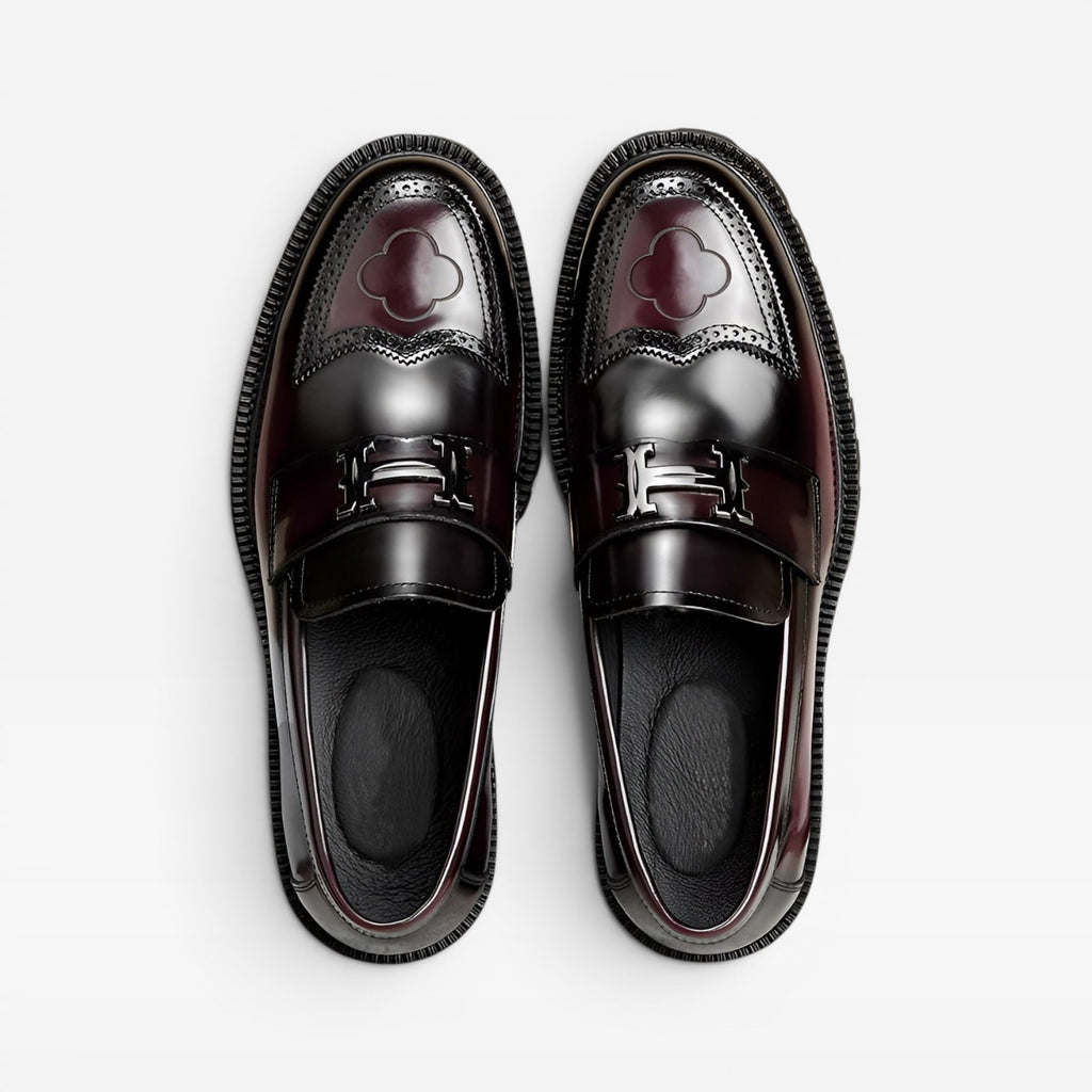 Men's Chunky Leather Loafers – Modern Slip On Smart Casual Dress Shoes