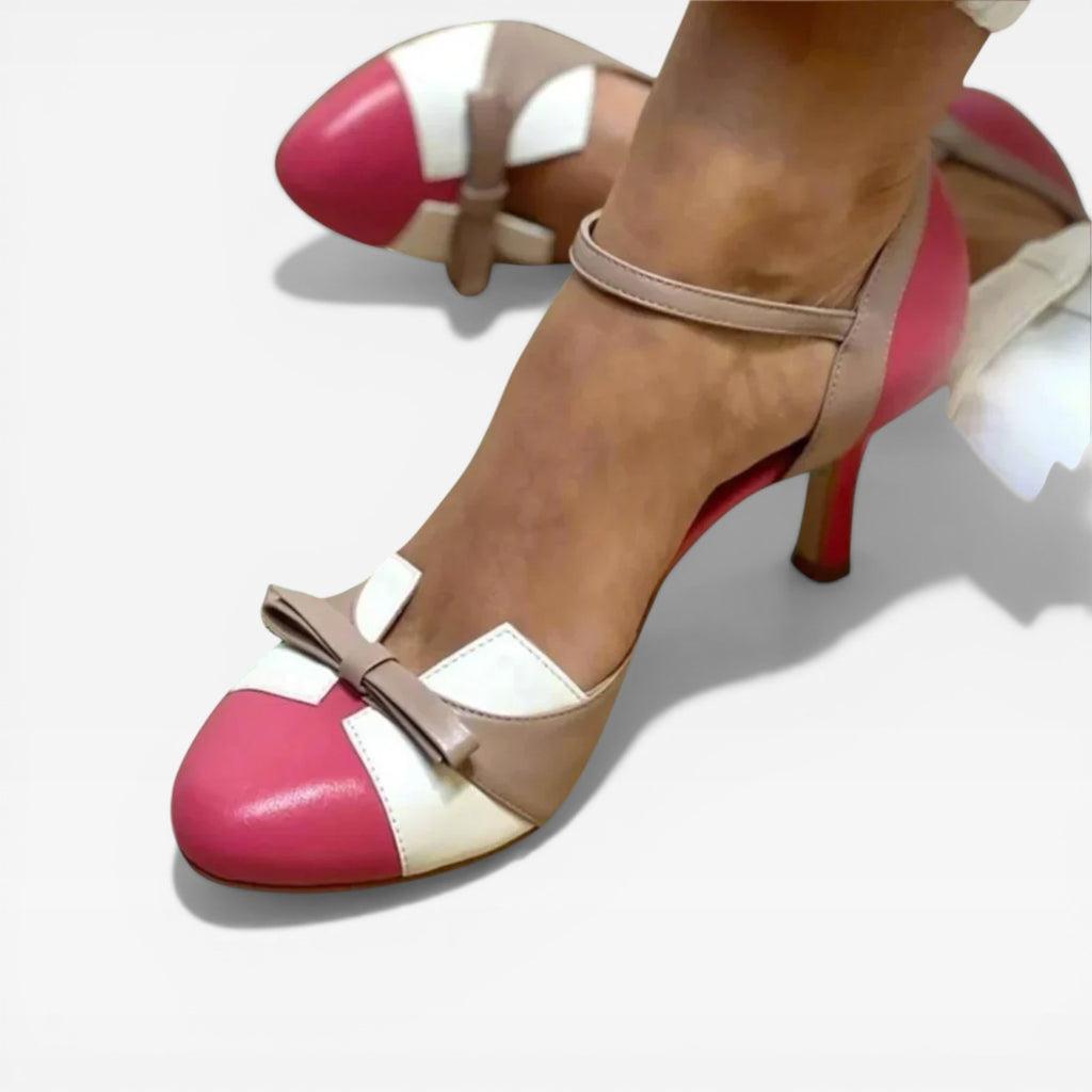 Women’s Two-Tone Kitten Heels – Vintage Mary Jane Style Pumps