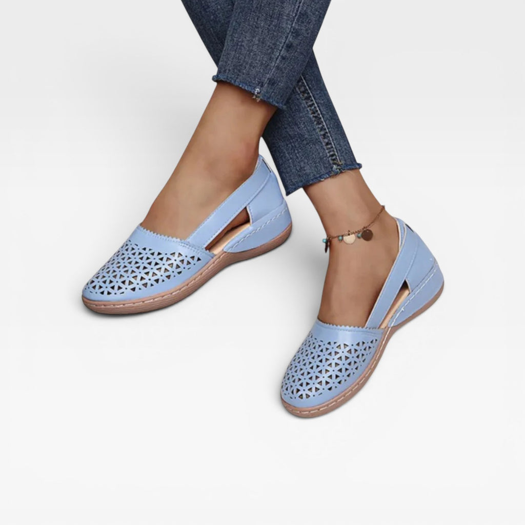 Women's Cutout Wedge Sandals – Comfortable Closed Toe Slingback Shoes