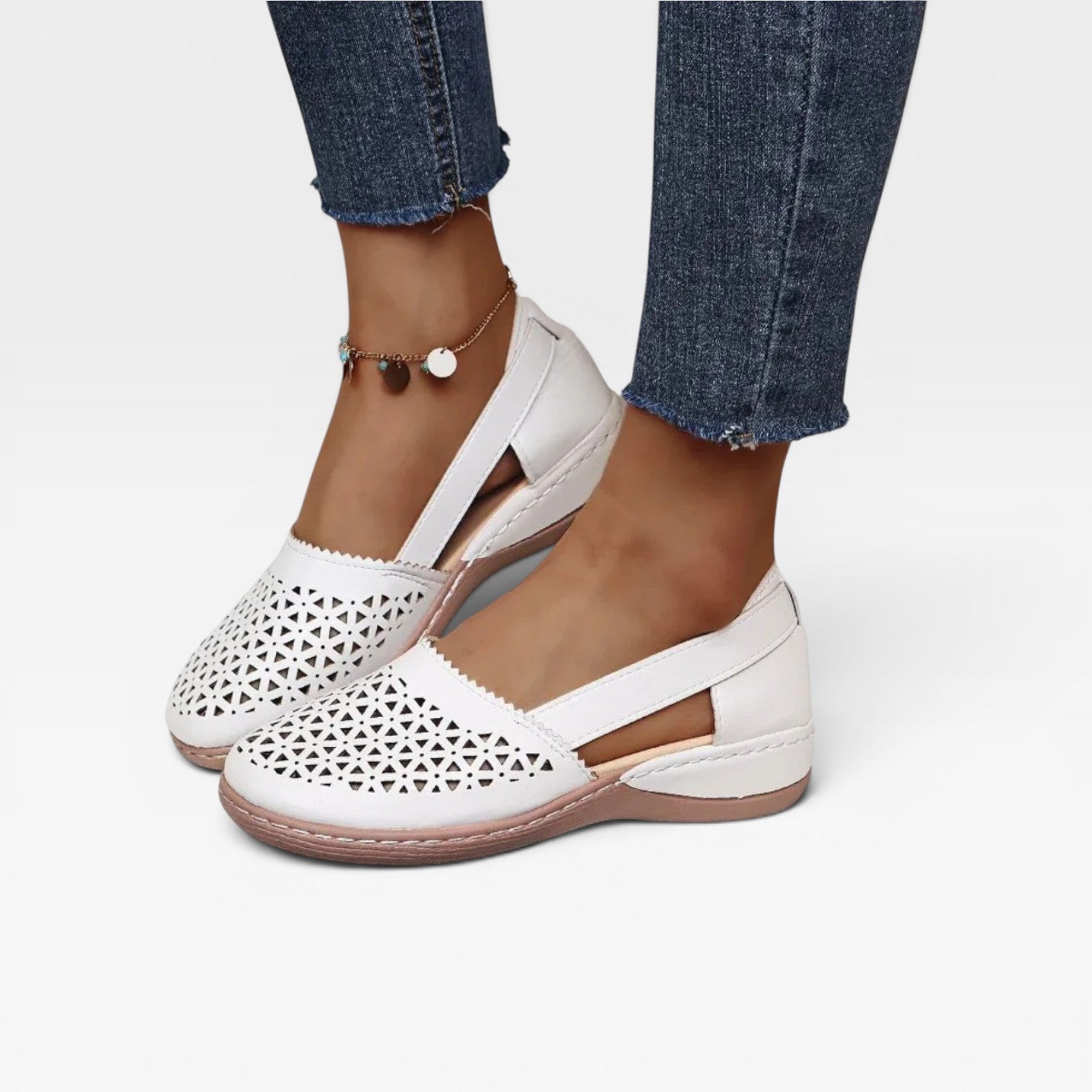 Women's Cutout Wedge Sandals – Comfortable Closed Toe Slingback Shoes